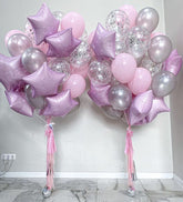 Σύνθεση Με Αστερια Foil & Ροζ - Ασημι Latex